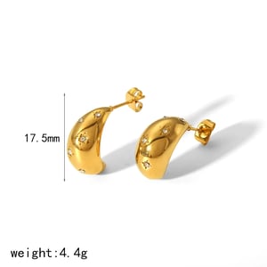 1 Pair Simple Style Droplet Shape Stainless Steel  Gold Color Inlay Rhinestones Women's Stud Earrings h5 Picture3